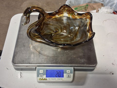 Vintage Hand Blown Glass Swan – Large Shaped Dish 11″- Unbranded