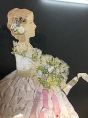 VICTORIAN RIBBON FOLK ART LACE PICTURE OF LADY