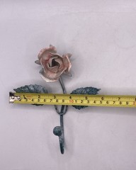 VTG 1980s Italian Tole Rose Wall Hook Made in Italy Painted Metal Floral Hook