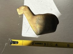 COLORFUL PRE-COLUMBIAN CANOPA LLAMA EFFIGY VOTIVE CONTAINER, PERU, MOTLEY COA