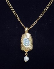 Authentic Roman Glass Gold Plated Pendent Ancient Fragments 200 B.C
