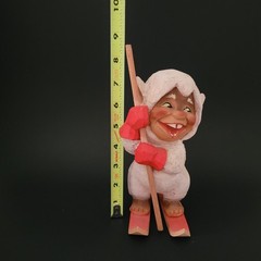 Vintage Henning Troll Standing on Skis Hand Carved in Norway 7 1/2″