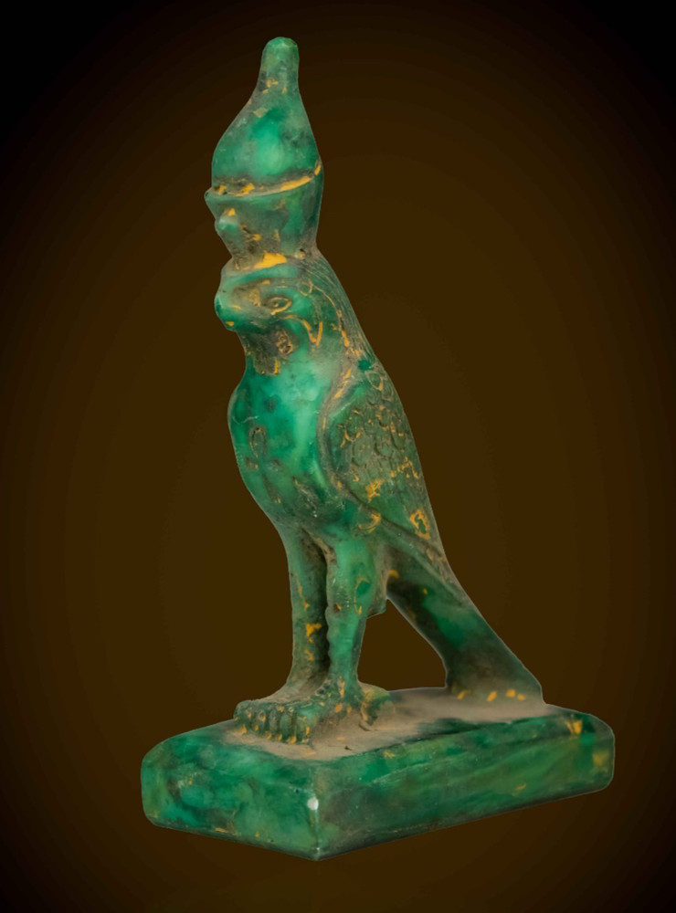 Ancient Egyptian God Horus Falcon Statue Crown of Egypt Pharaonic Stone Deity BC