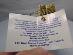 Killarney Book Of Kells Ireland 24% Crystal 24K Gold Trinket Dish Gold Base Tag