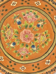 Vtg Artisan Hand Painted Floral Papier Mache Bowl Platter Folk Art Decor
