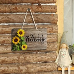 Vdsrup Beautiful Sunflowers Door Sign Plaque Wood Texture Summer