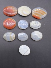 Lot Of 10 Sulemani Ancient Agate Black Dark Grey Creamy Agate Beads Top Patina