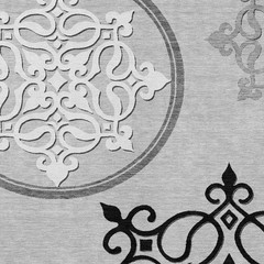 10′ X 14′ Gray Black And White Floral Medallion Washable Rug