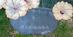 Vtg Handpainted Signed Metal Enamel Toleware Flower Floral Wall Hanging 21″x22″
