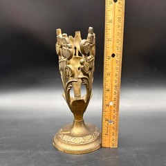 Vintage Art Nouveau Brass Candle Vase Holder Floral Decorative Ornate Display