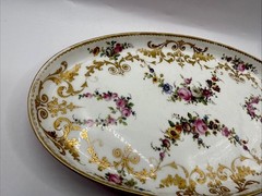 Antique 19th Century French Hand Painted Dresser Tray Gold Trim
