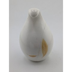 Vintage Ceramic Bird Shaker White Gold Leaf Design