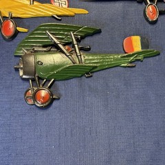 💥 Vintage Sexton Homco Metal Airplanes Wall Decor Set 3 Biplane Triplane Clean