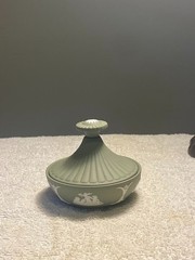 Vintage Wedgwood Jasperware Sage Green Rare Trinket box Made in England