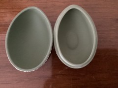Vintage Wedgwood 4” Sage Green Egg Trinket Box Jasperware Cherub on Branch