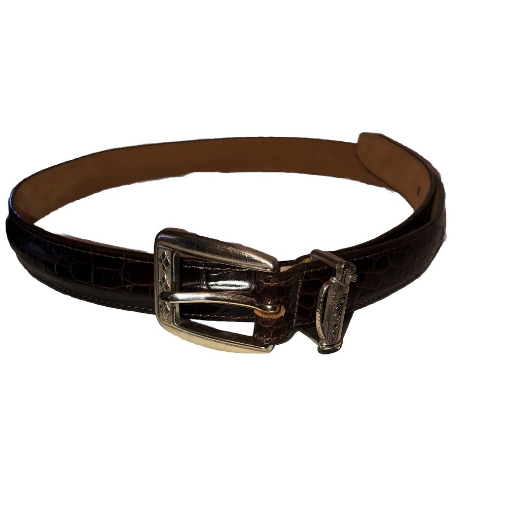 Brighton Brown Leather Belt Women’s Sz M Silver Buckle 32”