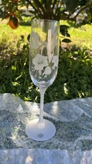 Vintage Avon Lead Crystal Hummingbird Champagne Flutes Frosted Set of 2 New NOS