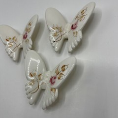 Hand Painted Porcelain Butterflies Lasting Products Made In USA Lot Of 3