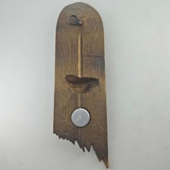 Swiss Black Forest style wood wall plaque thermometer carved ibex mountain goat
