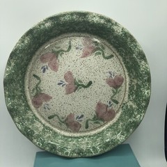 Original Parsley Artisan Pottery Magnolia Baking Pie Plate Fun