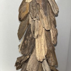 27” Driftwood Christmas Tree Hand Crafted Wood with Metal Star Folkart Rustic