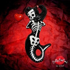 Chalkware Goth Mermaid Skeleton + HEART