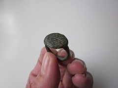 very rare ancient Viking engraved massive bronze ring with runes. IX – X AD.