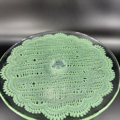 Anthropologie Cake Stand Footed Dish Flash Green Top Clear Bottom Cake Dish
