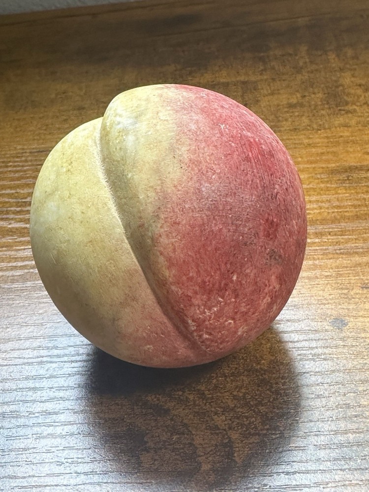 VINTAGE ALABASTER STONE FRUIT PEACH Nice Colors Veins Heavy Early