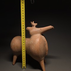 CIRCA NEAR EASTERN AMLASH ERA TERRACOTTA RHYTON VESSEL OF AN ANIMAL.