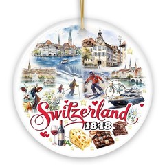 Picturesque Switzerland Landmarks Ornament, Bern Travel Souvenir (Circle)