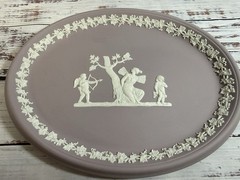 Wedgewood Jasperware Lilac Purple Cupid and Psyche Oval Tray 10″