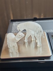 BMurano Style Art Glass Mother and Cub Polar Bear Set Hand Blown Art Glass
