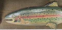 Wood Decorative Fishing Shelf Trout Rustic Lake Cabin Cottage Fathers Day 1980s