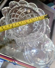 Vintage Lead Crystal Glass Lidded Candy Dish/Comport Diamond Pattern.