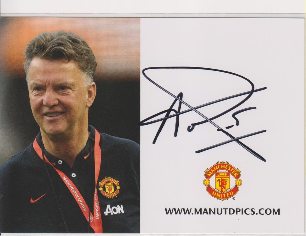 Louis van Gaal Manchester United Hand Signed Club Card Autograph Photo