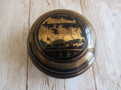 24K Gold Porcelain Trinket Box Greece Vintage #8