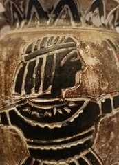 Antique Greek Apulian Ancient Hand Painted Pottery Pitcher Size 16″D x 8.5″L