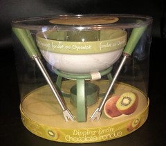 NEW JOE Dipping Desire Chocolate FONDUE Ceramic Bowl Forks Metal Burner Fun