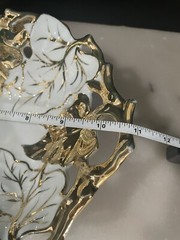 Vintage Porcelain Gold Leaf Dish Numbered 47 Unbranded 11”x8”
