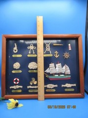 Nautical Wooden Framed Knot Display Featuring Collection of Rope Knots Ship