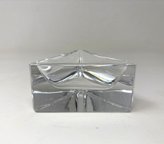 Vtg ATLANTIS Portugal Full Lead Crystal Triangle Trinket /Candy Dish MCM Style