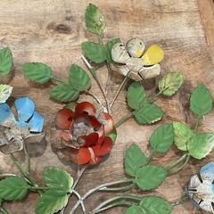 Vintage TOLE METAL WALL Hanging Floral Art Sculpture MCM
