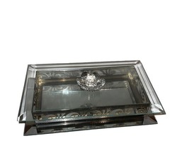Metal Filigree 😻 Studio ￼ Glass Mirrored Rectangle ￼Vanity Dresser Box Fun