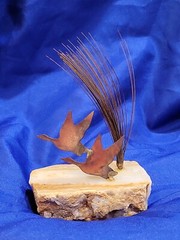 VINTAGE Brass Copper DUCKS & POND Figurine Quartz Stone Base 6″ H Demott Artisan