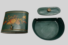Vintage Metal Lavabo Water Tank – Green/ Tole Painted Fruit