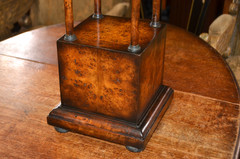 Neoclassical Wooden Walnut Burl & Bronze Pedestal Stand Tall 43 1/2 in