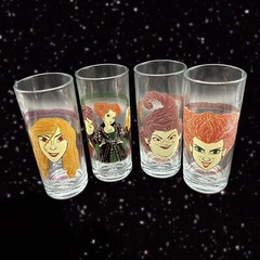 DISNEY HOCUS POCUS 10oz Glasses Sanderson Sisters Halloween 6”T 2.5”W Set Of 4