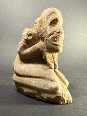 AMAZING ANCIENT PRE COLUMBIAN STONE CARVED TAINO BEHIQUE SEATED CIRCA 900AD