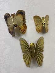 Vtg MCM Gold Brass Butterfly Wall Art Decor Set of 3 Home Interiors Graduated